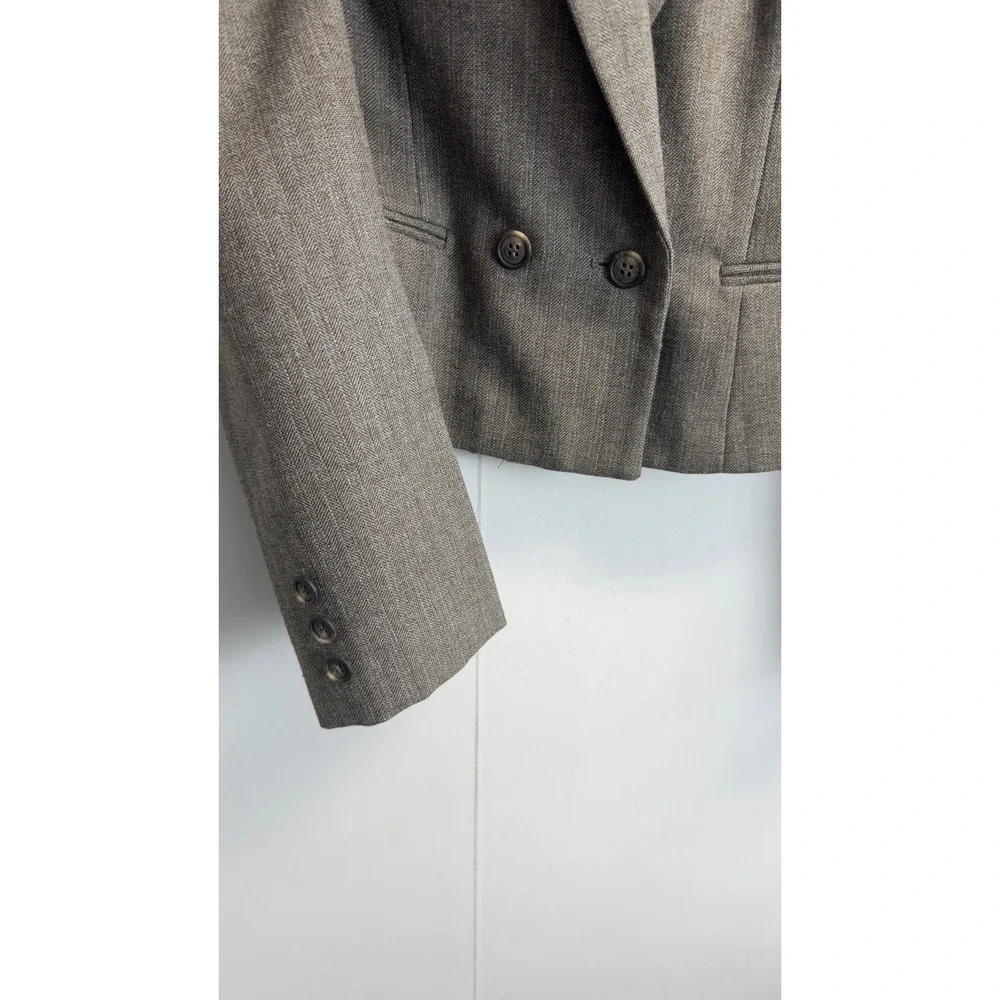 Vintage Rojean Brown Herringbone Skirt Suit Size S Crop Blazer A-Line Skirt USA